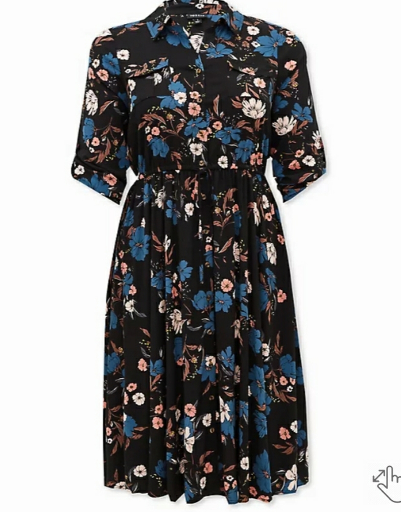Torrid- Black Floral Midi Dress